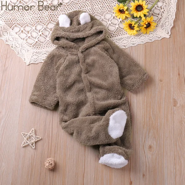 Humor Bear Autumn Cartoon Style Winter Long Sleeve Baby Boys Girls Rompers Toddler Kids Playsuit Jumpsuits Bab