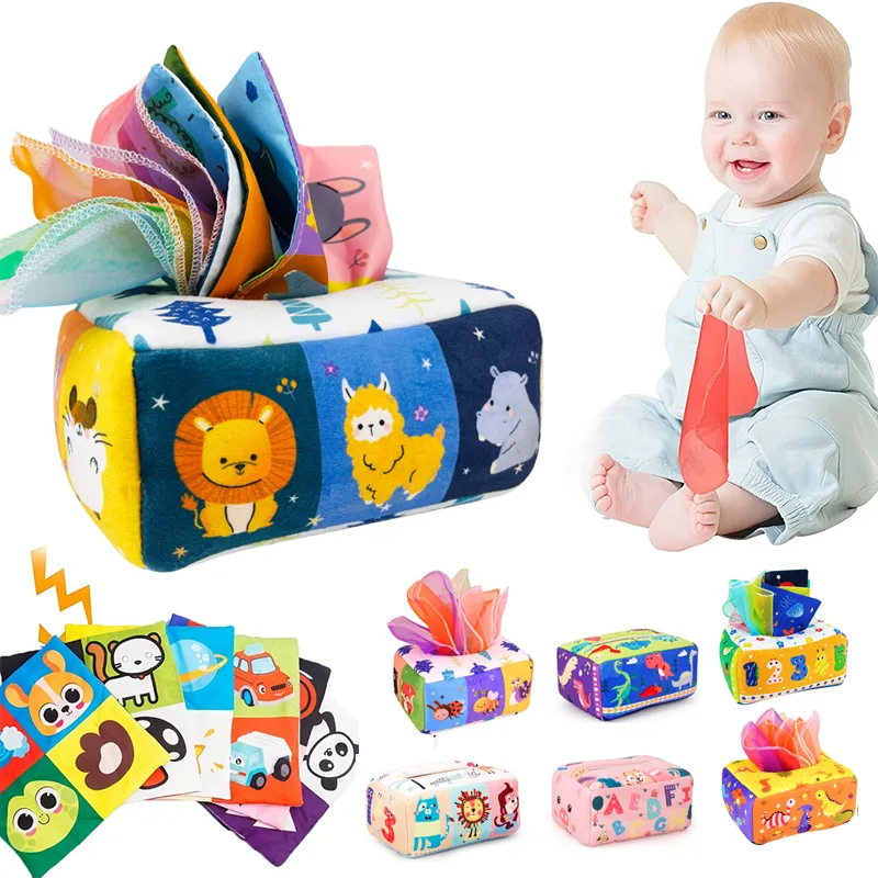 Baby Montessori Toy,Magic Tissue Box,Educational Learning Activity Sensory Toy For Kids Finger Exercising  Bus