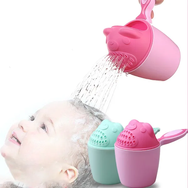 Cute Cartoon Baby Bath Caps Toddle Shampoo Cup Children Bathing Bailer Baby Shower Spoons Child Washing Hair C