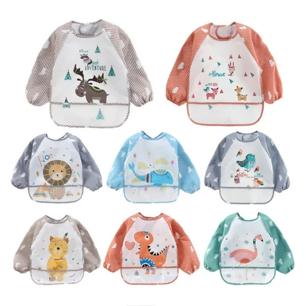 Baby Long Sleeve Scarf Waterproof Toddler Art Smock Feeding Bib Apron Pocket Infant Boys Girls Burp Cloth Bana