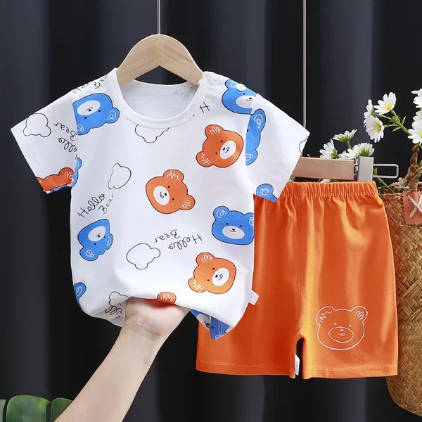 Cartoon Printed Clothing Pure Cotton Home Clothes 2 Piece Suits Toddler Fashion Cute Casual Tracksuits Contras