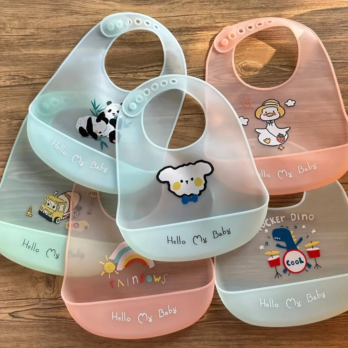 Waterproof Baby Bibs Baby Stuff Cute Cartoon Animal Printed Kids Bib Girl Boy Adjustable Soft Silicone Bib Bab