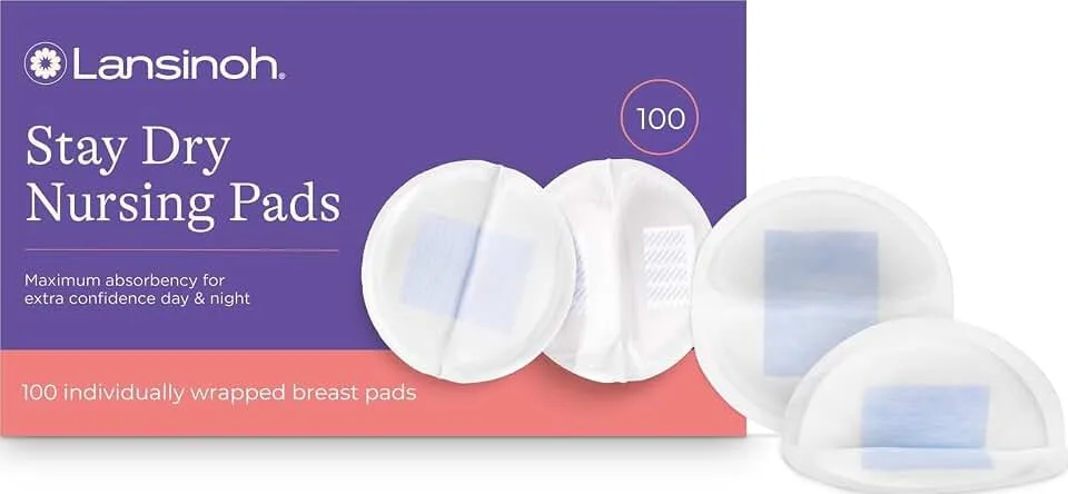 Lansinoh Stay Dry Disposable Nursing Pads, Soft and Super Absorbent Breast Pads, Breastfeeding Essentials for