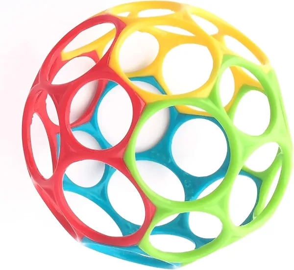 Bright Starts Oball Easy Grasp Classic Ball BPA-Free Infant Toy in Red, Yellow, Green, Blue, Age Newborn and u