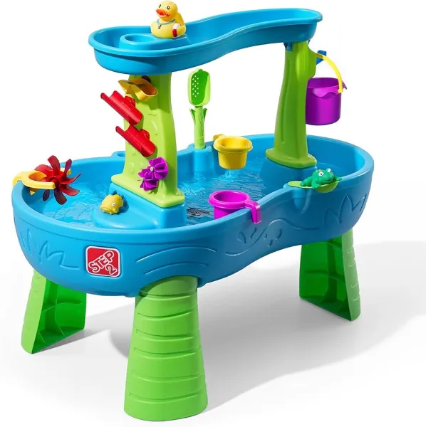 Step2 Rain Showers Splash Pond Water Table, Kids Water and Sand Activity Sensory Playset, Summer Outdoor Toys,