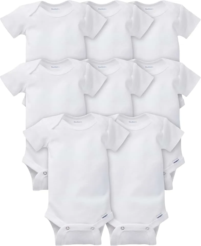 Gerber Baby Boys and Girls' 8-pack Short Sleeve Onesies Bodysuits OEKO-TEX STANDARD 100