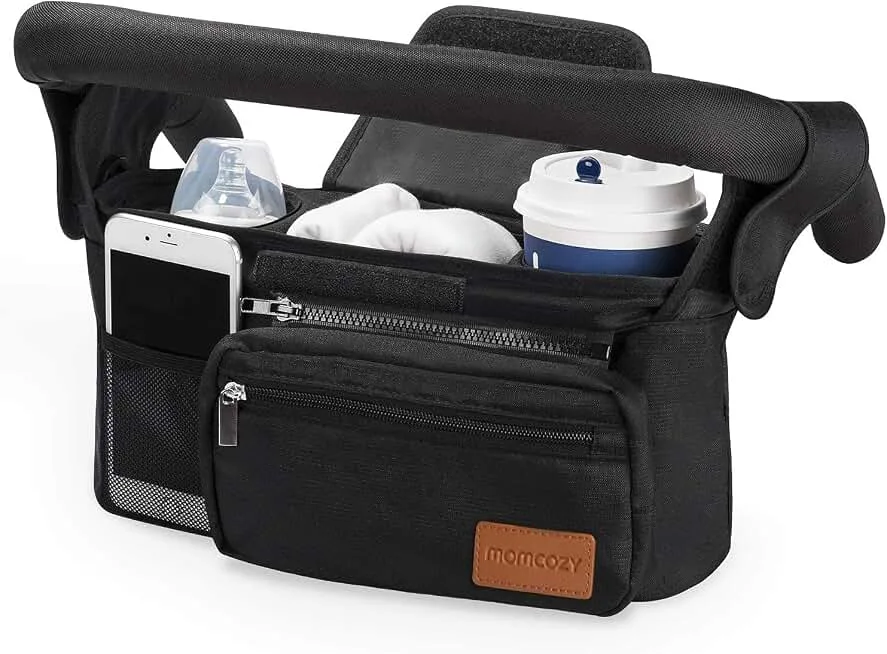 Momcozy Universal Stroller Organizer with Insulated Cup Holder Detachable Phone Bag & Shoulder Strap, Fits for